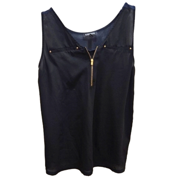 Express Black Baddie Gold Zip Mobwife Dark Academia GothChic Tank Sz Sm - Picture 1 of 8